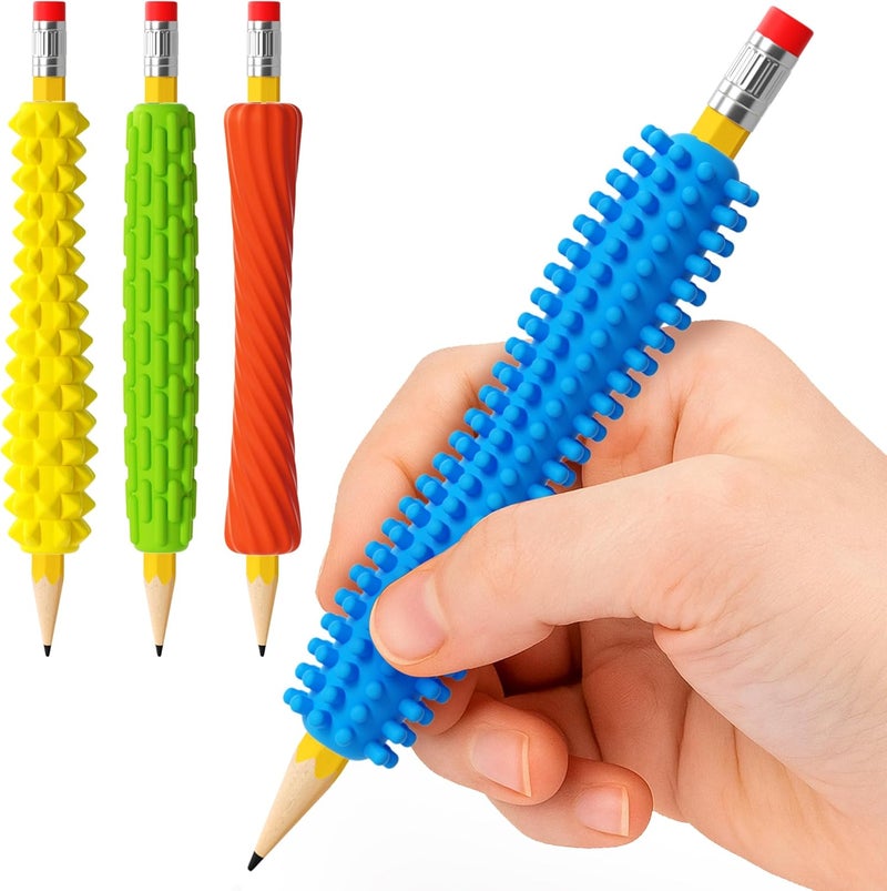 ELETIUO 4-Pack Textured Silicone Pencil Grips–Sensory Fidget Sleeves for Kids& Adults,ADHD &Autism Anxiety Relief,Quiet Classroom&Travel Fidget Tool for Focus,Calm,and Fine Motor Skills - Image 1